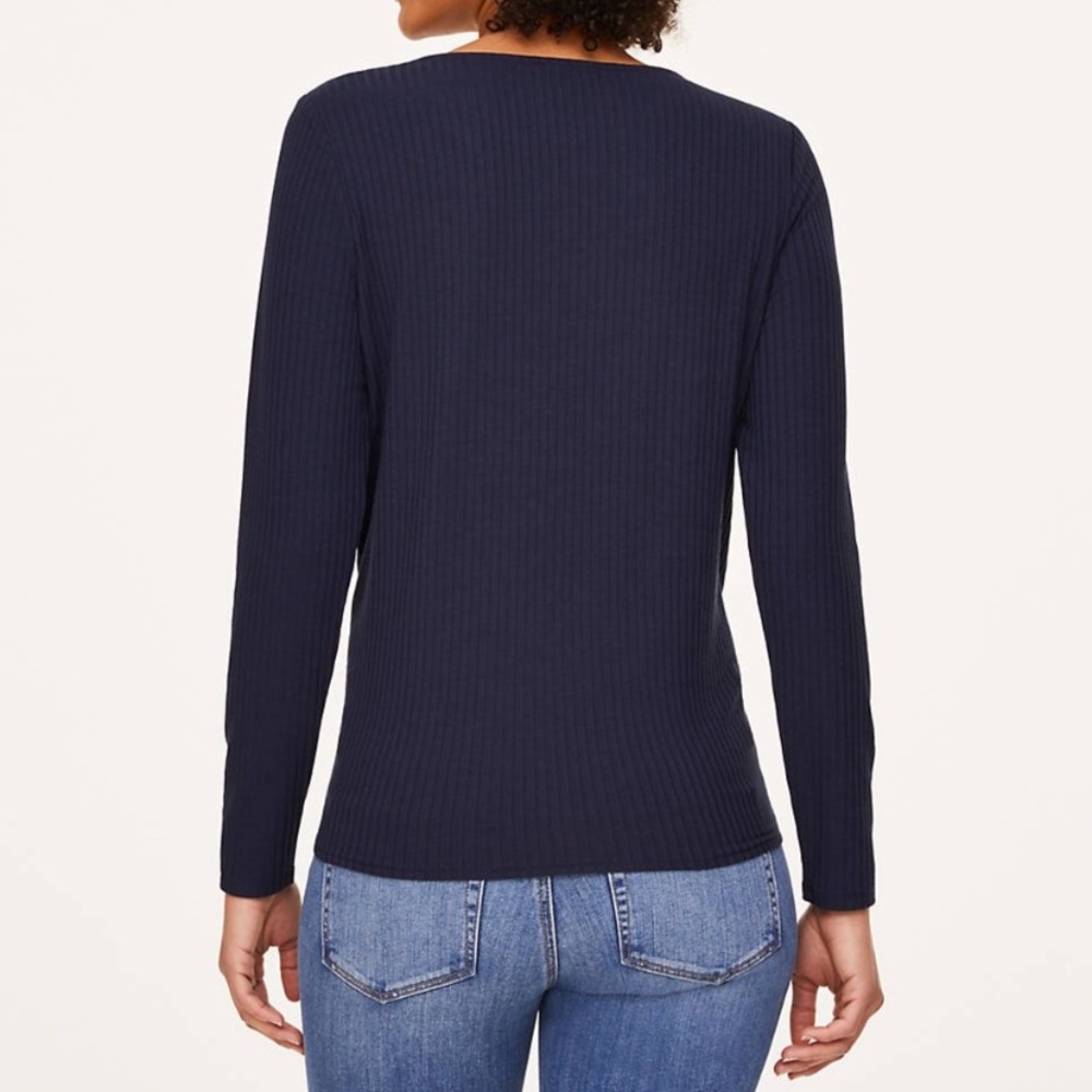 Loft Button Tie-Front Long Sleeve Top - Picture 2 of 5